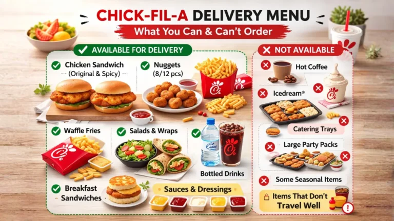 Chick-fil-A Delivery Complete Guide 2026 3 Menu display of Chick-fil-A chicken sandwiches available for delivery, showcasing different meal options.