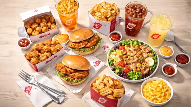 Chick-fil-A Lunch Hours Guide USA 2026 4 A table filled with various food items from a Chick-fil-A lunch menu showcasing a diverse meal selection.