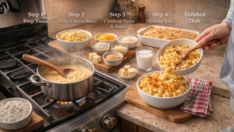 Chick-fil-A Mac and Cheese Price, Calories & Recipe in 2026 7 A person mixing macaroni and cheese into bowls, readying a comforting recipe for enjoyment.