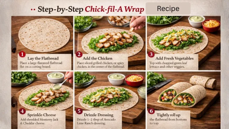 Chick-fil-A Wrap options, Price & Calories in 2026 20 Step-by-step guide to making a Chick-fil-A wrap: flatbread with chicken, lettuce, cheese, dressing, and rolled up. Includes preparation visuals.