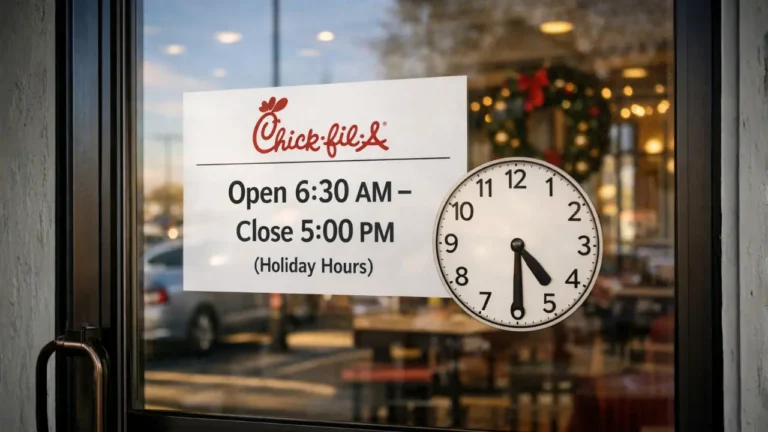 Chick-fil-A Christmas Eve Hours 2026 2 Chick-fil-A Christmas Eve hours displayed on a sign, indicating special holiday operating times.