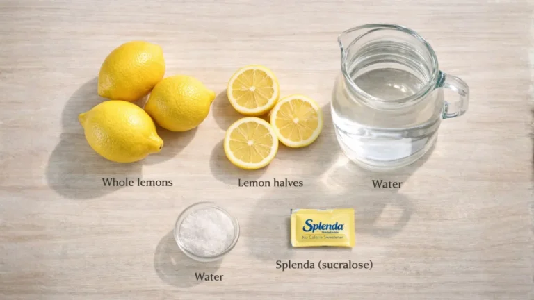 Chick-fil-A Diet Lemonade 2026: Price, calories & Ingredients 3 Lemon water recipe showcasing ingredients for Chick-fil-A Diet Lemonade, emphasizing the use of fresh lemons and water.