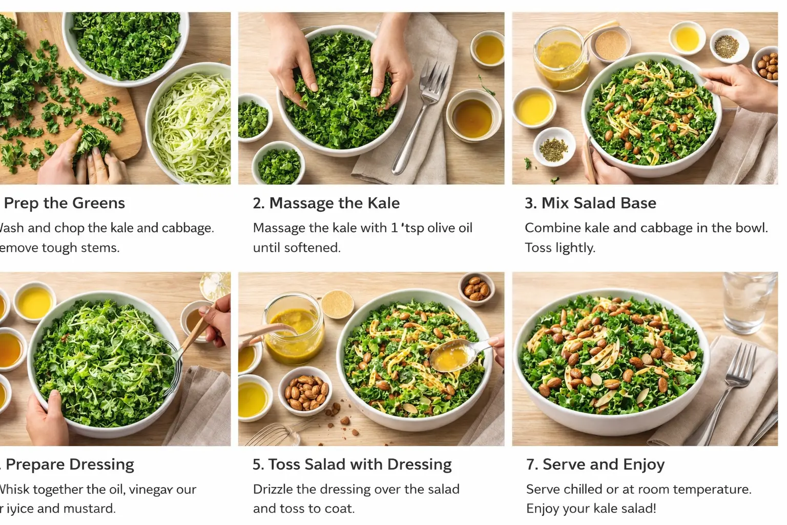 Chick-fil-A Kale Salad Recipe & Price in 2026 7 A visual guide showing the process of making a Chick Fil A kale salad, highlighting various ingredients and assembly steps.