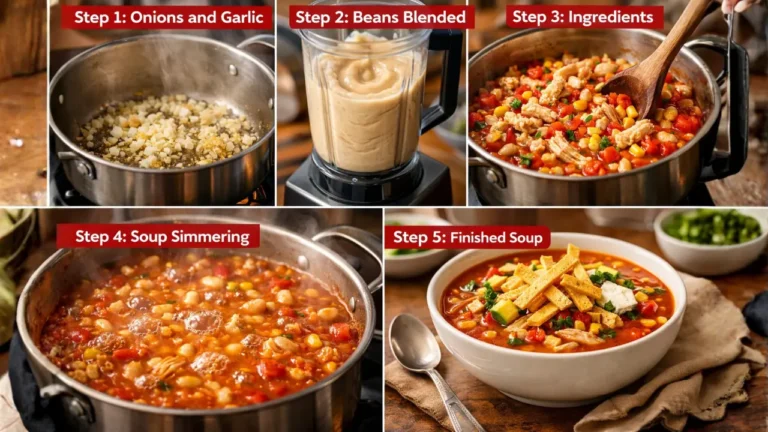 Chick-fil-A Tortilla Soup Recipe & Price in 2026 4 Steps to prepare Chick-fil-A Tortilla Soup in a pot, showcasing ingredients and cooking process.