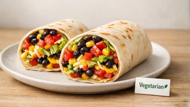 Is Chick-fil-A vegetarian-friendly in 2026? Full Guide 19 A Chick-fil-A vegetarian veggie wrap with black beans, corn, and tomatoes served on a plate.