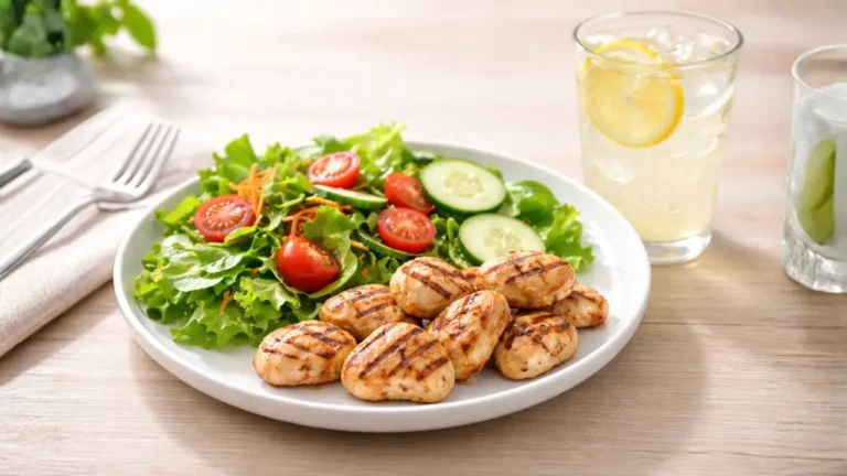 Chick-fil-A Allergen Menu 2026 3 A plate featuring grilled chicken and a fresh garden salad, part of the Chick-fil-A Allergen Menu.