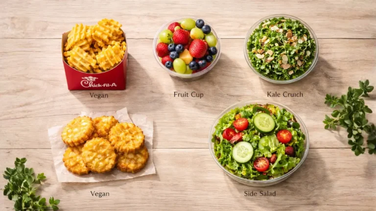 Chick-fil-A Vegan Options 2026 2 A selection of colorful salads and fresh fruit in bowls, showcasing Chick-fil-A vegan options.